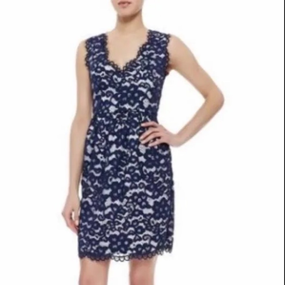 Shoshanna blue lace sheath dress size 8